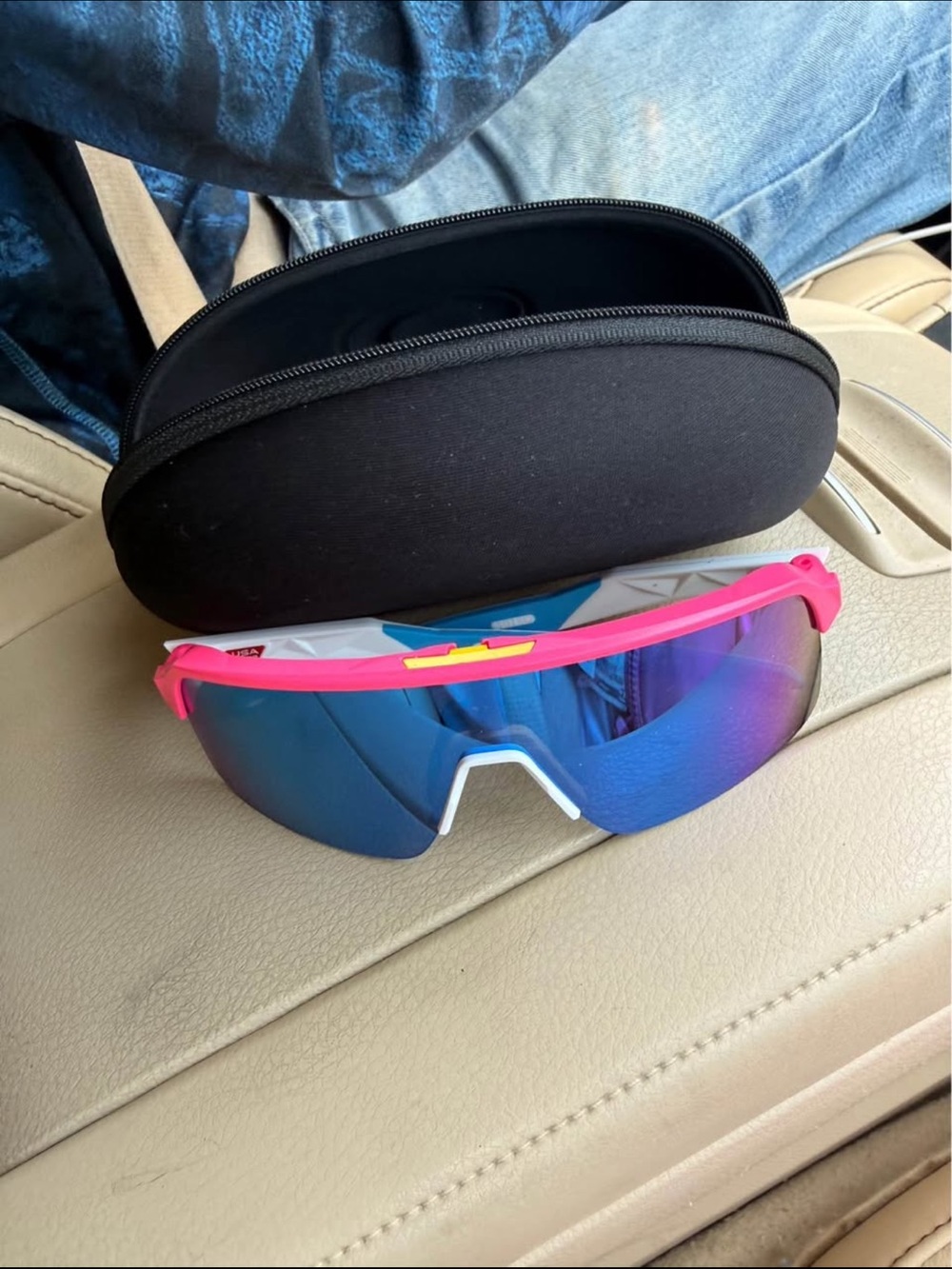 Oakley Sunglasses - Pink Frame with Blue Mirror Lens